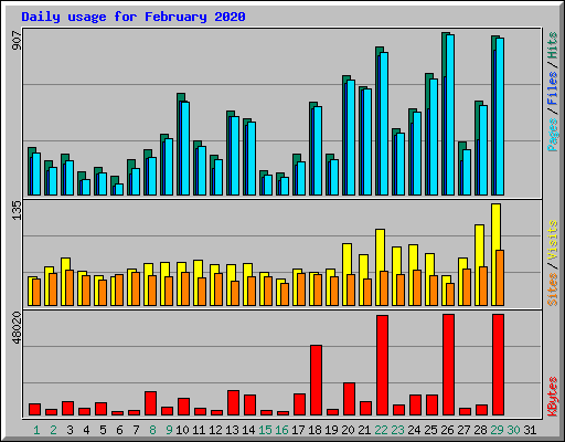 Daily usage for February 2020