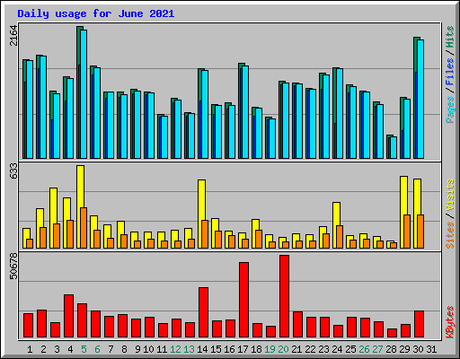 Daily usage for June 2021