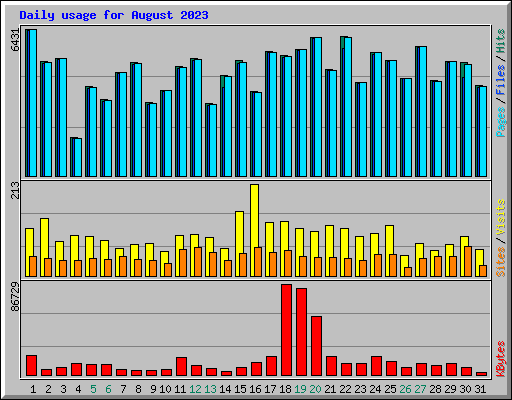 Daily usage for August 2023