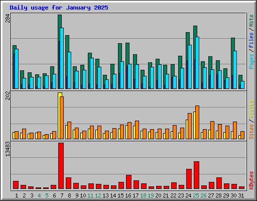 Daily usage for January 2025