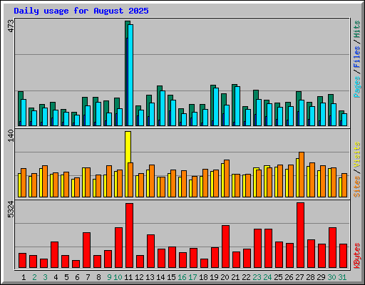 Daily usage for August 2025
