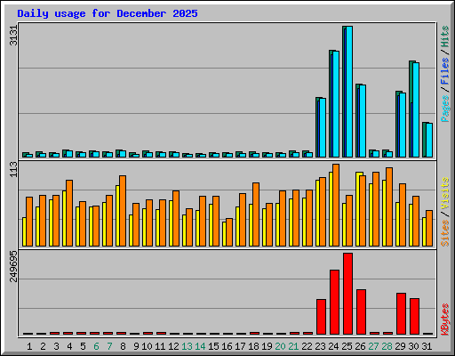 Daily usage for December 2025
