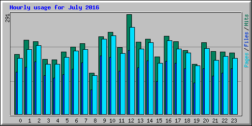 Hourly usage for July 2016