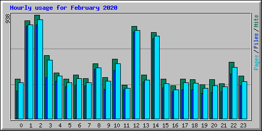 Hourly usage for February 2020