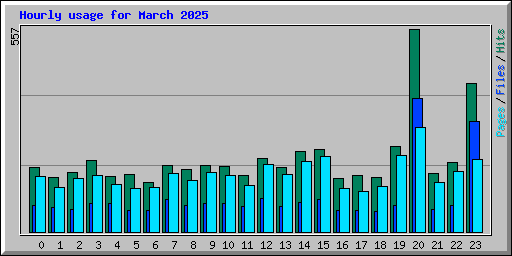 Hourly usage for March 2025